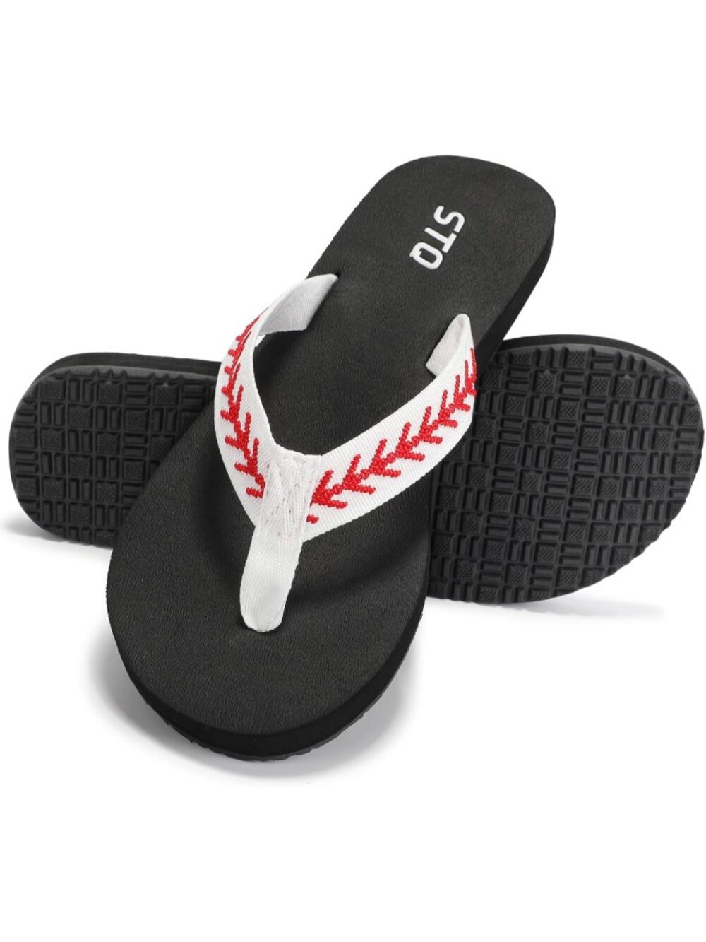 Women's Baseball Quick Dry Flip Flops Arch Support Thong Sandals Casual
